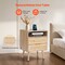 Rattan Nightstand with 2 Drawers Open Shelf and Charging Station